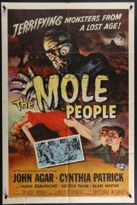 4f0901 MOLE PEOPLE 1sh 1956 Joseph Smith art of the horror crawling from depths of the Earth!