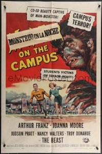 4f0904 MONSTER ON THE CAMPUS 1sh 1958 cool Reynold Brown art of test tube terror running amok!