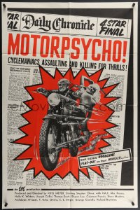 4f0907 MOTORPSYCHO 1sh 1965 Russ Meyer motorcycle classic, maniacs assaulting & killing for thrills