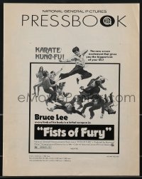 4f0395 FISTS OF FURY pressbook 1973 Bruce Lee is a lethal weapon, Tang shan da xiong, kung fu!