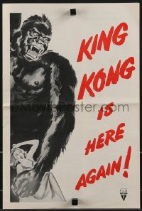 4f0397 KING KONG /I WALKED WITH A ZOMBIE pressbook 1956 horror double-bill with wonderful giant ape art!