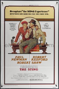 4f0981 STING 1sh R1977 artwork of con men Paul Newman & Robert Redford by Richard Amsel!