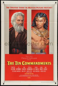 4f0992 TEN COMMANDMENTS style B 28x42 1sh 1956 DeMille, Karsh portraits of Heston & Yul Brynner!