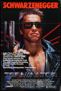 4f0995 TERMINATOR 1sh 1984 classic image of cyborg Arnold Schwarzenegger, no border design!