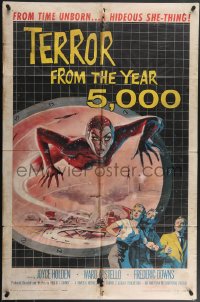 4f0996 TERROR FROM THE YEAR 5,000 1sh 1958 great art of the hideous she-thing from time unborn!