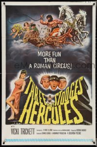 4f1003 THREE STOOGES MEET HERCULES 1sh 1961 Moe Howard, Larry Fine & Joe DeRita with Samson Burke!