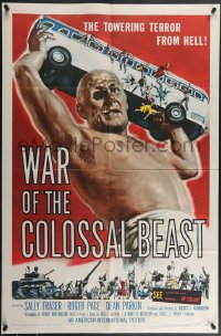 4f1022 WAR OF THE COLOSSAL BEAST 1sh 1958 great Albert Kallis art of the towering terror from Hell!