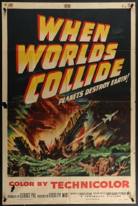 4f1025 WHEN WORLDS COLLIDE 1sh 1951 George Pal classic doomsday sci-fi thriller, great artwork!