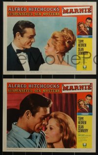 4f0620 MARNIE 8 LCs 1964 Sean Connery & Tippi Hedren in Alfred Hitchcock's suspenseful sex mystery!