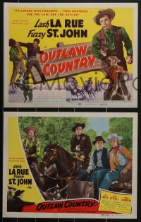 4f0622 OUTLAW COUNTRY 8 LCs 1948 Lash La Rue as twin brothers, one the law, one the outlaw, Fuzzy!