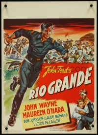 4g0405 RIO GRANDE Dutch 1950 artwork of John Wayne running with sword, directed by John Ford!