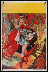 4g0182 RED RIDING HOOD stage play English double crown 1930s sexy Red with wolf trailing behind!