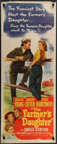 4g0528 FARMER'S DAUGHTER insert 1947 Loretta Young, Joseph Cotton, Ethel Barrymore!