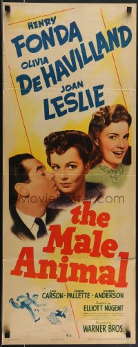 4g0542 MALE ANIMAL insert 1942 Henry Fonda, Olivia de Havilland & Joan Leslie, James Thurber play!