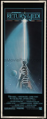 4g0554 RETURN OF THE JEDI insert 1983 George Lucas, art of hands holding lightsaber by Reamer!