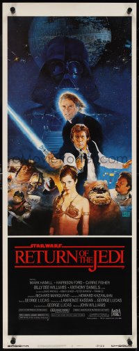 4g0555 RETURN OF THE JEDI style B insert 1983 George Lucas classic, Mark Hamill, art by Sano!