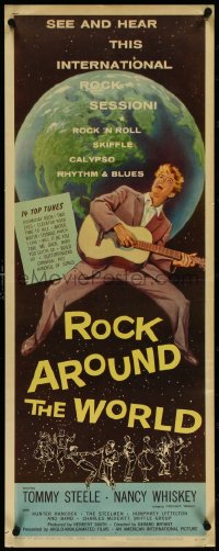 4g0556 ROCK AROUND THE WORLD insert 1957 early rock & roll, great artwork of Tommy Steele!