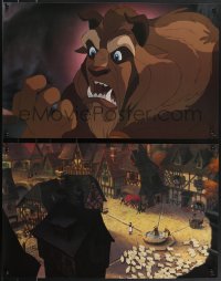 4g0472 BEAUTY & THE BEAST 2 color 17x27 stills 1991 Disney cartoon classic, great images!