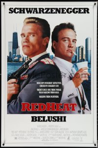 4g0997 RED HEAT 1sh 1988 great image of cops Arnold Schwarzenegger & James Belushi!