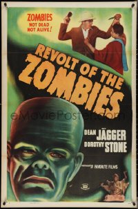 4g1006 REVOLT OF THE ZOMBIES 1sh R1947 cool artwork, they're not dead and they're not alive!