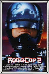 4g1011 ROBOCOP 2 1sh 1990 great close up of cyborg policeman Peter Weller, sci-fi sequel!