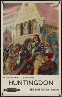 4g0223 BRITISH RAILWAYS HUNTINGDON 25x40 English travel poster 1950s Cromwell, ultra rare!