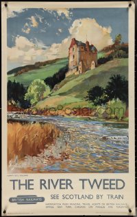 4g0225 BRITISH RAILWAYS THE RIVER TWEED 25x40 English travel poster 1950s Merriott art, ultra rare!