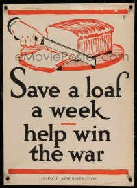 4g0187 SAVE A LOAF A WEEK HELP WIN THE WAR linen 21x29 WWI war poster 1917 art by Frederic G. Cooper!