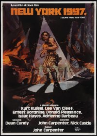 4g0453 ESCAPE FROM NEW YORK Yugoslavian 20x28 1981 John Carpenter, different art of Kurt Russell!