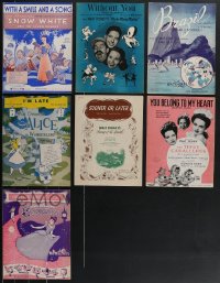 4h0209 LOT OF 7 WALT DISNEY SHEET MUSIC 1950s Snow White, Alice in Wonderland, Cinderella & more!