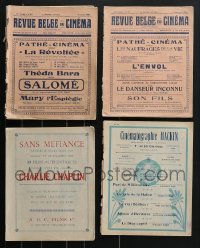 4h0288 LOT OF 4 BELGIAN MOVIE MAGAZINES 1920s Theda Bara in Salome, Charlie Chaplin & more!