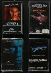 4h0034 LOT OF 4 MOVIE SOUNDTRACK CASSETTE TAPES 1980s Star Trek II, Total Recall, Superman & more!