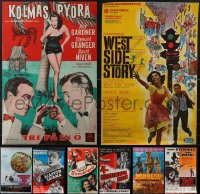 4h0972 LOT OF 10 UNFOLDED & FORMERLY FOLDED FINNISH POSTERS 1950s-1960s a variety of movie images!