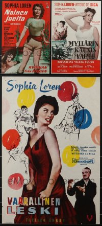 4h0974 LOT OF 3 MOSTLY FORMERLY FOLDED SOPHIA LOREN FINNISH POSTERS 1950s cool different images!