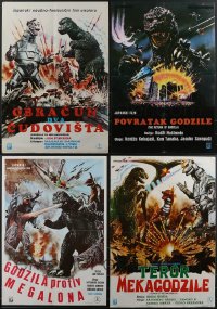 4h0980 LOT OF 4 FORMERLY FOLDED GODZILLA YUGOSLAVIAN POSTERS 1970s-1980s great monster images!