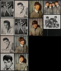 4h0920 LOT OF 12 ELVIS PRESLEY & BEATLES REPRO PHOTOS 1980s great portraits of legendary musicians!