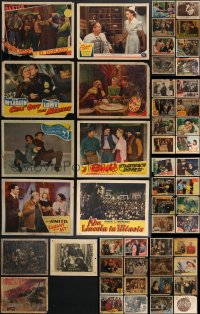 4h0632 LOT OF 50 MOSTLY 1930S-40S LOBBY CARDS IN FAIR TO GOOD CONDITION 1930s-1940s cool scenes!