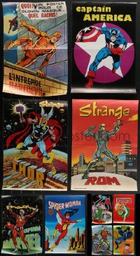 4h1062 LOT OF 10 FORMERLY FOLDED MARVEL SUPERHEROES FRENCH SPECIAL POSTERS 1970s-1980s cool art!