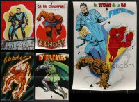 4h1067 LOT OF 5 FORMERLY FOLDED FANTASTIC FOUR FRENCH SPECIAL POSTERS 1980s cool different art!