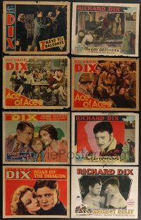 4h0738 LOT OF 8 RICHARD DIX LOBBY CARDS IN MUCH LESSER CONDITION 1920s-1930s cool movie scenes!