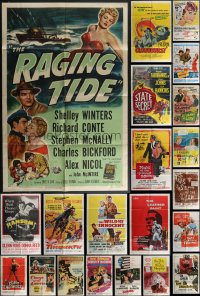 4h0382 LOT OF 51 FOLDED 1950S ONE-SHEETS 1950s great images from a variety of different movies!