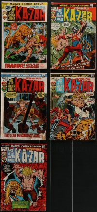 4h0243 LOT OF 5 KA-ZAR COMIC BOOKS 1970s Marvel Comics, cool Tarzan-like superhero!