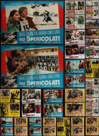 4h1008 LOT OF 49 FORMERLY FOLDED ITALIAN 19X27 PHOTOBUSTAS 1960s-1970s cool movie scenes!