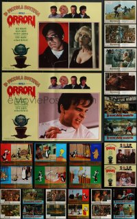 4h1017 LOT OF 40 FORMERLY FOLDED ITALIAN 19X27 PHOTOBUSTAS 1960s-1980s a variety of movie scenes!