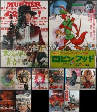 4h0986 LOT OF 12 MOSTLY UNFOLDED JAPANESE B2 POSTERS 1960s-1970s a variety of cool movie images!