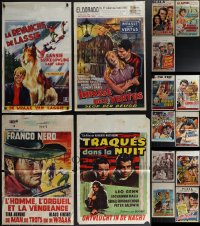 4h1040 LOT OF 15 FORMERLY FOLDED BELGIAN POSTERS 1950s-1960s great images from several movies!