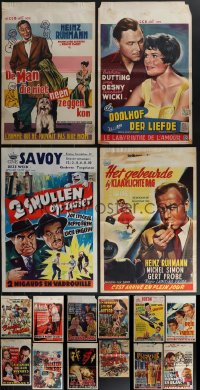 4h1039 LOT OF 16 FORMERLY FOLDED BELGIAN POSTERS 1950s-1970s great images from several movies!