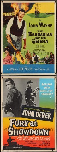 4h0166 LOT OF 2 1950S 30X40S 1950s John Wayne in Barbarian and the Geisha, Fury at Showdown!