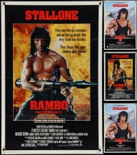 4h1143 LOT OF 6 MOSTLY UNFOLDED RAMBO ONE-SHEETS 1980s great images of Sylvester Stallone!