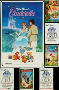 4h0454 LOT OF 8 FOLDED WALT DISNEY ONE-SHEETS 1980s-1990s Cinderella, 101 Dalmatians & more!